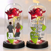 Custom Light Up Eternal Rose In Glass Dome - Personalized Anniversary Wedding Gifts For Husband And Wife, Him And Her - Forever Starts With You