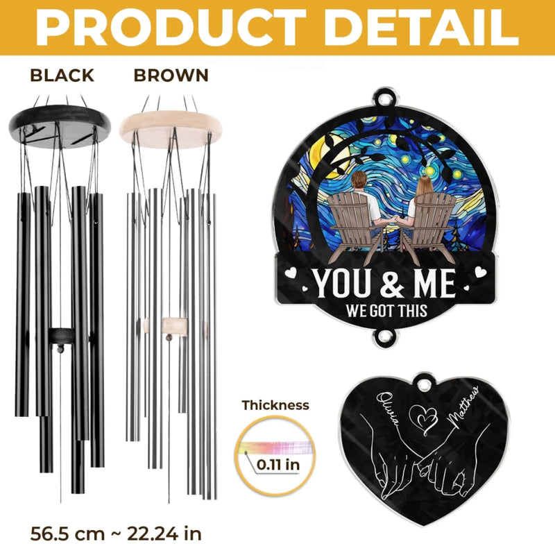 Custom Wind Chime With Acrylic Charms - Personalized Anniversary Wedding Gifts For Husband And Wife, Him And Her - Forever Your Plus One