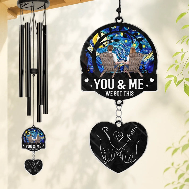 Custom Wind Chime With Acrylic Charms - Personalized Anniversary Wedding Gifts For Husband And Wife, Him And Her - Forever Your Plus One