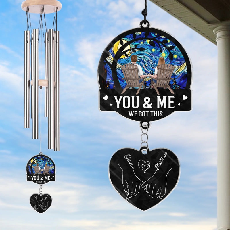 Custom Wind Chime With Acrylic Charms - Personalized Anniversary Wedding Gifts For Husband And Wife, Him And Her - Forever Your Plus One