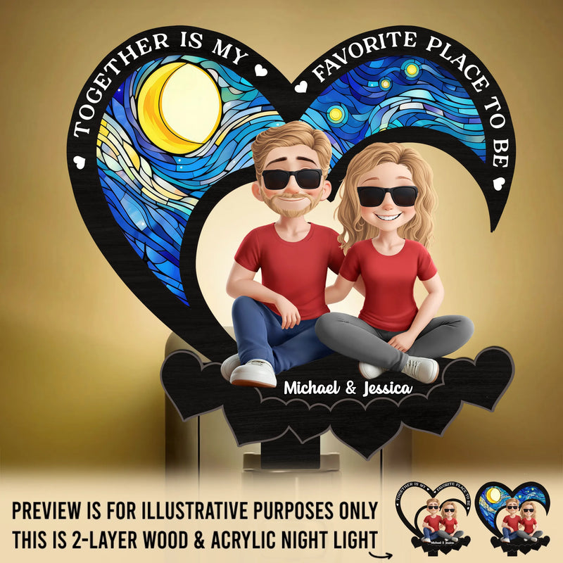 Custom Wood And Acrylic Night Light - Personalized Anniversary Wedding Gifts For Husband And Wife, Him And Her - Together, Always And Forever