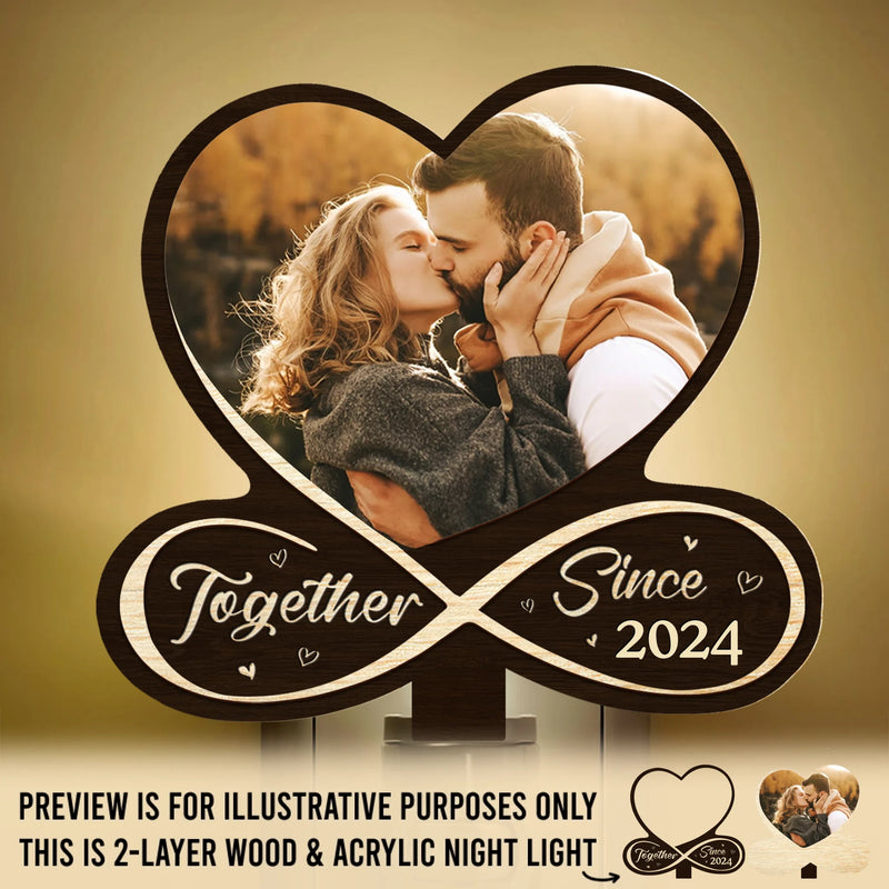 Custom Photo Wood And Acrylic Night Light - Personalized Anniversary Wedding Gifts For Husband And Wife, Him And Her - Built On Love