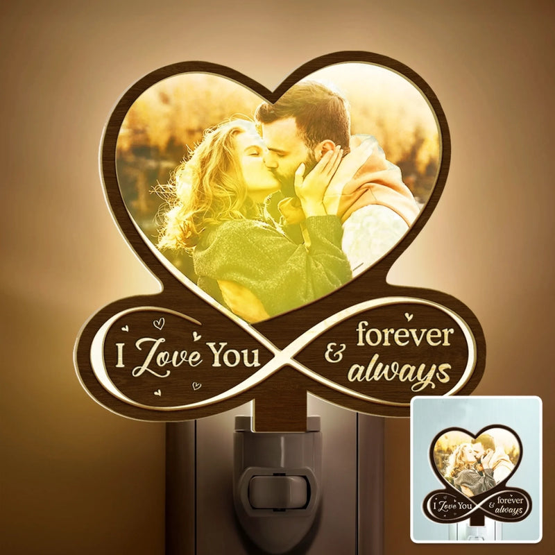 Custom Photo Wood And Acrylic Night Light - Personalized Anniversary Wedding Gifts For Husband And Wife, Him And Her - Built On Love