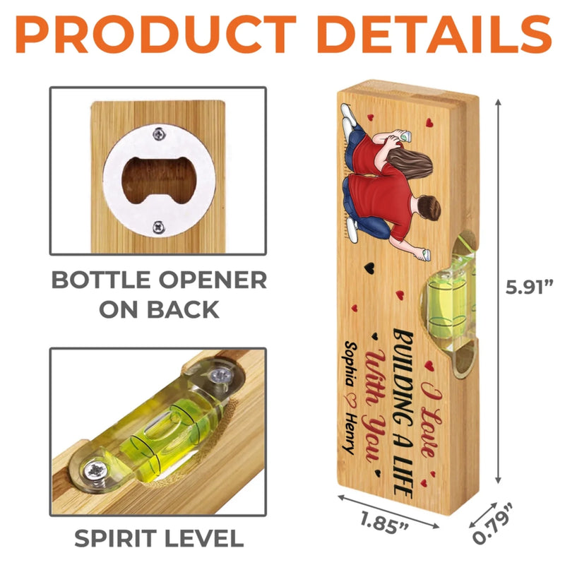 Custom Wooden Bottle Opener With Built-in Spirit Level - Personalized Anniversary Wedding Gifts For Husband And Wife, Him And Her - Still Falling For You