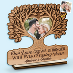 Custom Photo Anniversary Gifts for Couples - Personalized Wooden Plaque With Flat Stand
