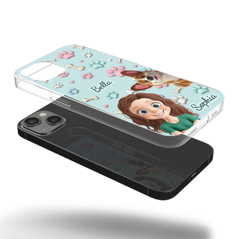 Custom 3D Inflated Effect Printed Clear Phone Case - Personalized Birthday Gifts For Dog Lovers, Dog Dad And Mom - Pawfect Moments Together
