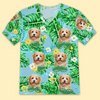 Custom Photo Puff Sleeve Shirt - Personalized Summer Vacation And Travel Gifts For Dog Cat Lovers, Dog Dad And Mom, Cat Owners - Family Vacation Starter Pack
