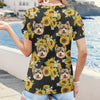 Custom Photo Puff Sleeve Shirt - Personalized Summer Vacation And Travel Gifts For Dog Cat Lovers, Dog Dad And Mom, Cat Owners - We’re Not Just A Family, We’re A Sitcom