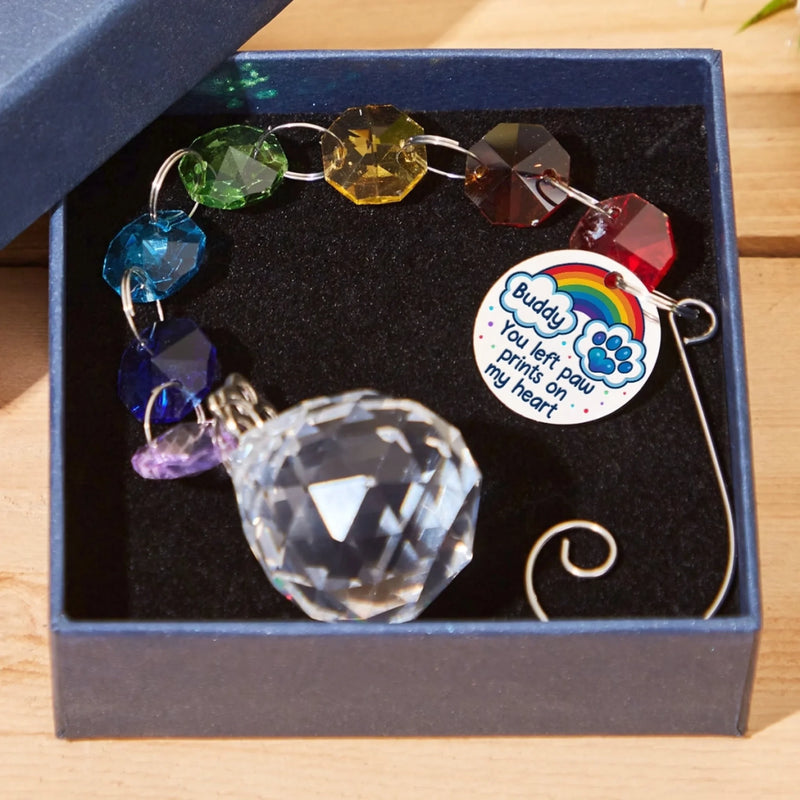 Custom Crystal Suncatcher With Charm - Personalized Pet Memorial Gifts For Dogs, Cats - You Left Paw Prints On My Heart
