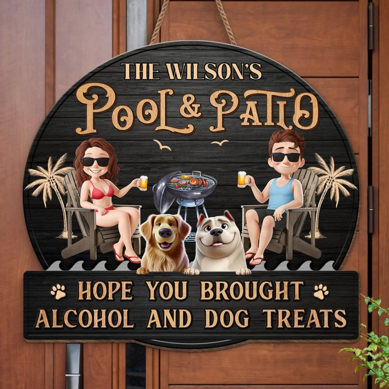 Custom Shaped Home Decor Wood Sign - Personalized Anniversary Wedding Gifts For Husband And Wife, Dog Dad And Mom - Good Vibes And Cold Drinks