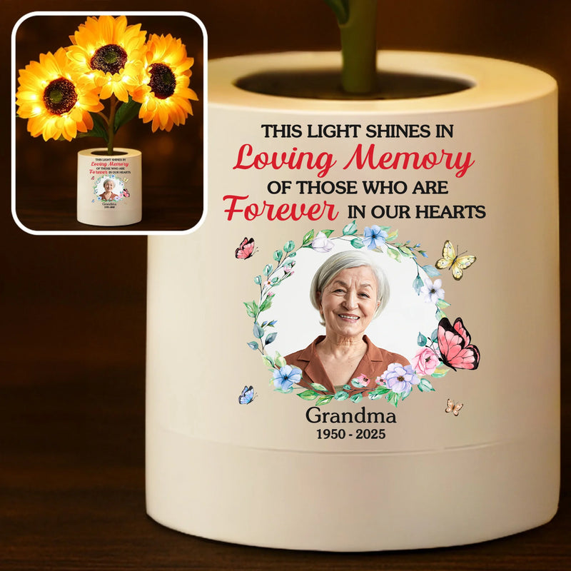 Custom Photo Sunflower Lamp Night Light - Personalized Memorial Sympathy Gifts For Loss Of Mom, Dad - Light Up The Memories