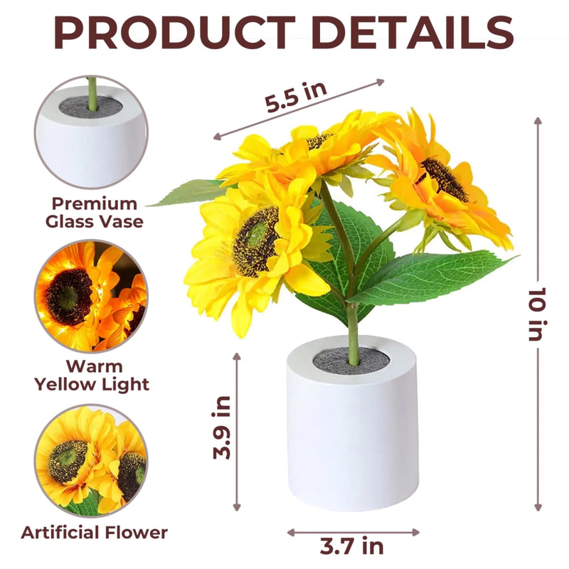 Custom Photo Sunflower Lamp Night Light - Personalized Pet Memorial Gifts For Dogs, Cats - I Will Meet You At The Rainbow Bridge