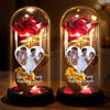 Custom Photo Light Up Eternal Rose In Glass Dome - Personalized Anniversary Wedding Gifts For Husband And Wife, Him And Her - Our Love Shines Forever