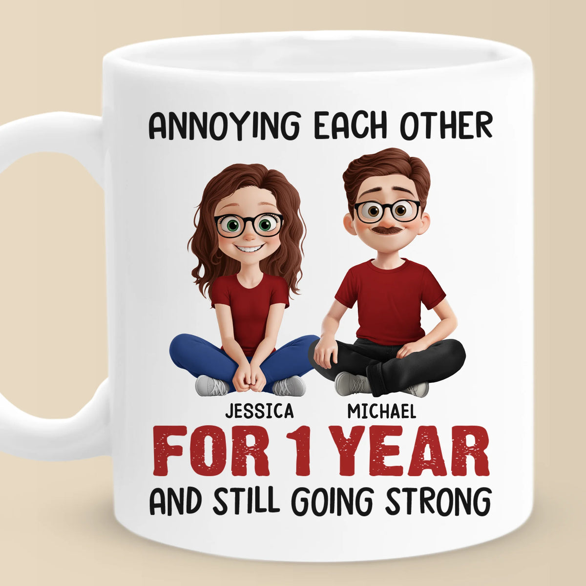 Mug personnalisé - Cadeaux d'anniversaire de mariage personnalisés pour mari et femme, lui et elle - Toujours tolérants l'un l'autre