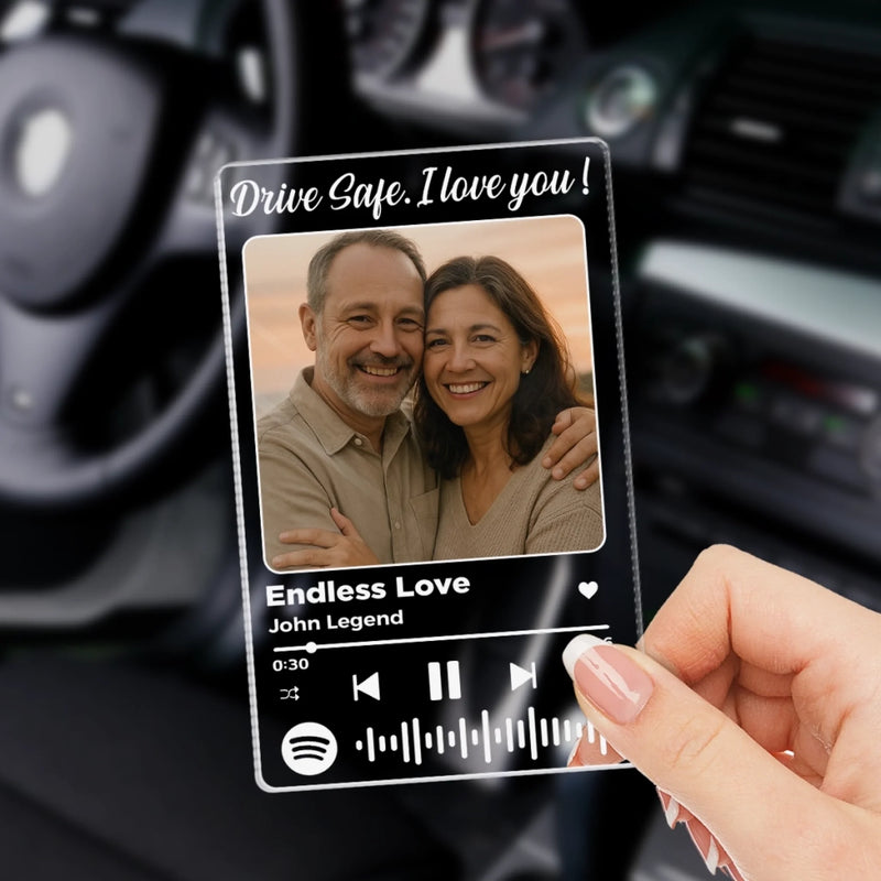 Custom Photo Acrylic Car Visor Clip - Personalized Anniversary Wedding Gifts For Husband And Wife, Him And Her - Love Is Our Foundation