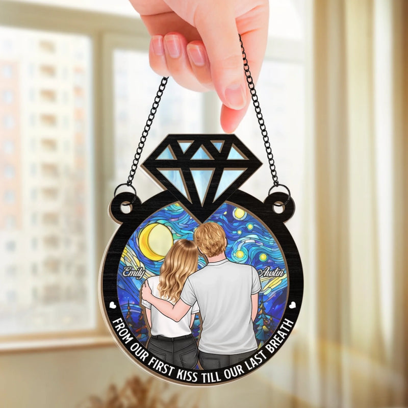 Custom Window Hanging Suncatcher Ornament - Personalized Anniversary Wedding Gifts For Husband And Wife, Him And Her - Forever Starts With You