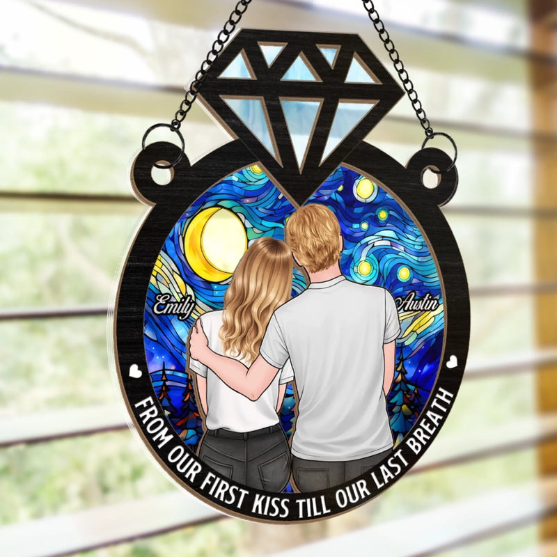 Custom Window Hanging Suncatcher Ornament - Personalized Anniversary Wedding Gifts For Husband And Wife, Him And Her - Forever Starts With You