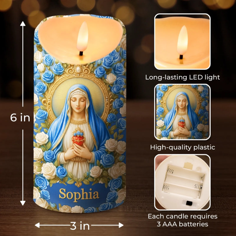 Custom 3D Inflated Effect Printed LED Candle - Personalized Christian Gifts For Women, Men, All Believers, Jesus Lovers - Guided By Grace And Love