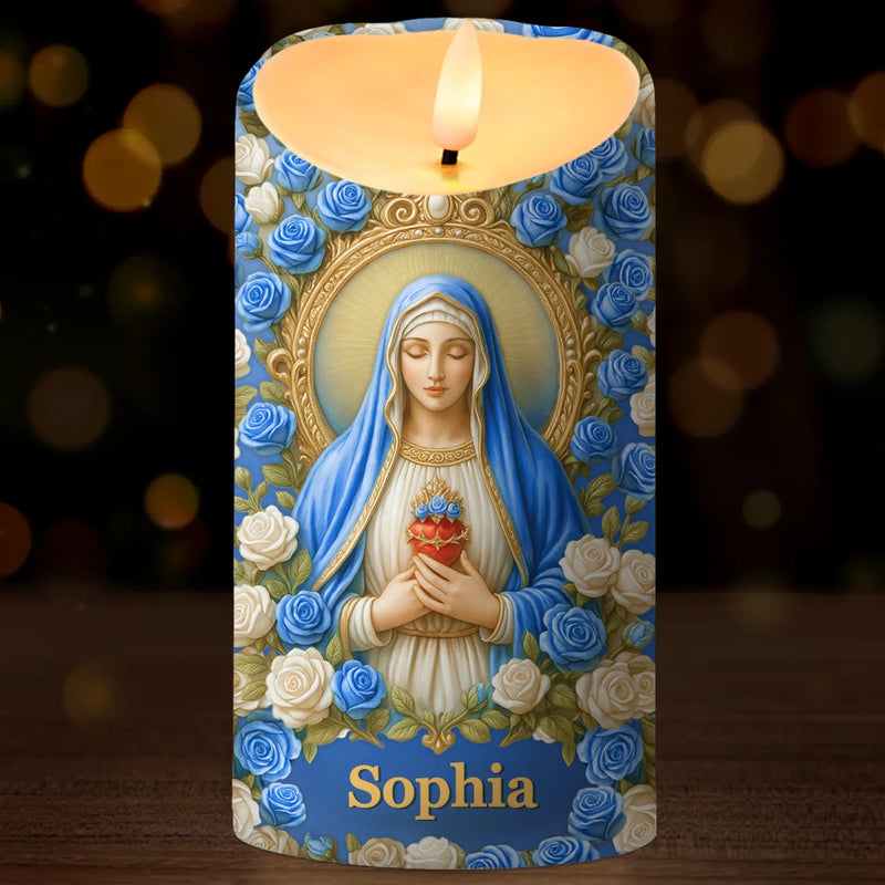 Custom 3D Inflated Effect Printed LED Candle - Personalized Christian Gifts For Women, Men, All Believers, Jesus Lovers - Guided By Grace And Love