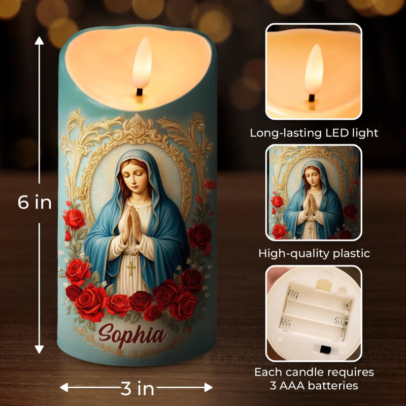 Custom 3D Inflated Effect Printed LED Candle - Personalized Christian Gifts For Women, Men, All Believers, Jesus Lovers - Peace, Light, And Blessings