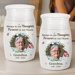 Custom Photo Decorative Urn - Personalized Memorial Sympathy Gifts For Loss Of Mom, Dad - Always In Ours Thoughts