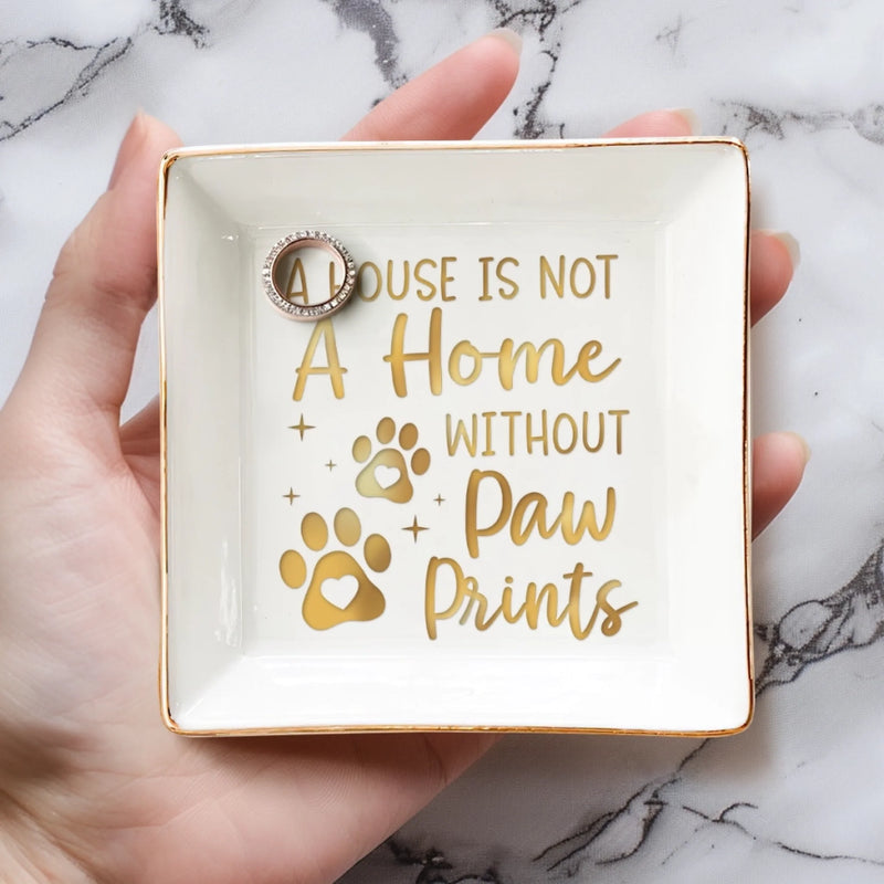 Full-Print Jewelry Dish - Birthday Gifts For Dog Cat Lovers, Dog Dad And Mom, Cat Owners - Home Is Where Paws Live