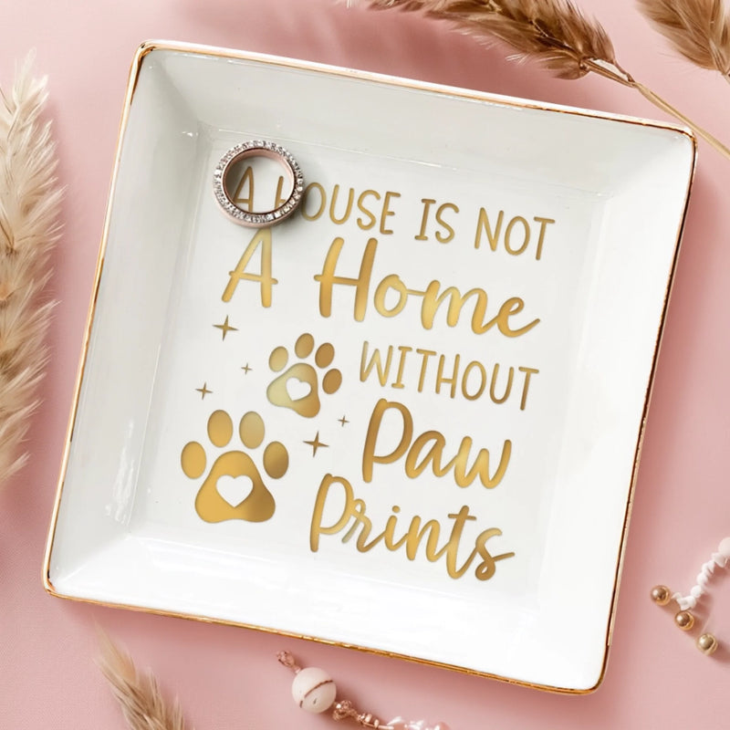 Full-Print Jewelry Dish - Birthday Gifts For Dog Cat Lovers, Dog Dad And Mom, Cat Owners - Home Is Where Paws Live