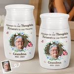 Custom Photo Decorative Urn - Personalized Memorial Sympathy Gifts For Loss Of Mom, Dad - Always In Ours Thoughts