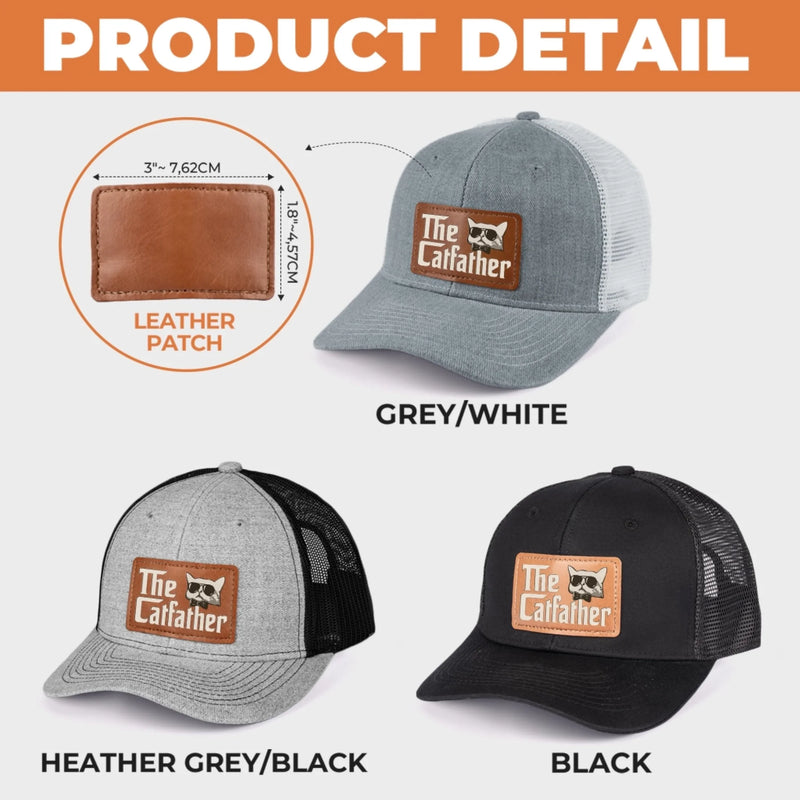 Leather Patch Hat -  Birthday Gifts For Cat Lovers, Cat Dad - The Catfather