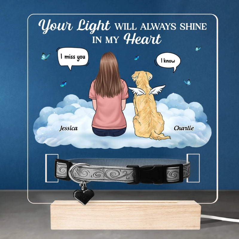 Custom Pet Loss Memorial Light - Personalized Pet Memorial Gifts For Dogs, Cats - Always In My Heart