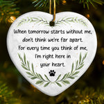 Ornament - Ceramic Heart Shaped - Christmas Memorial Sympathy Gifts For Dogs, Cats - Love Never Fades