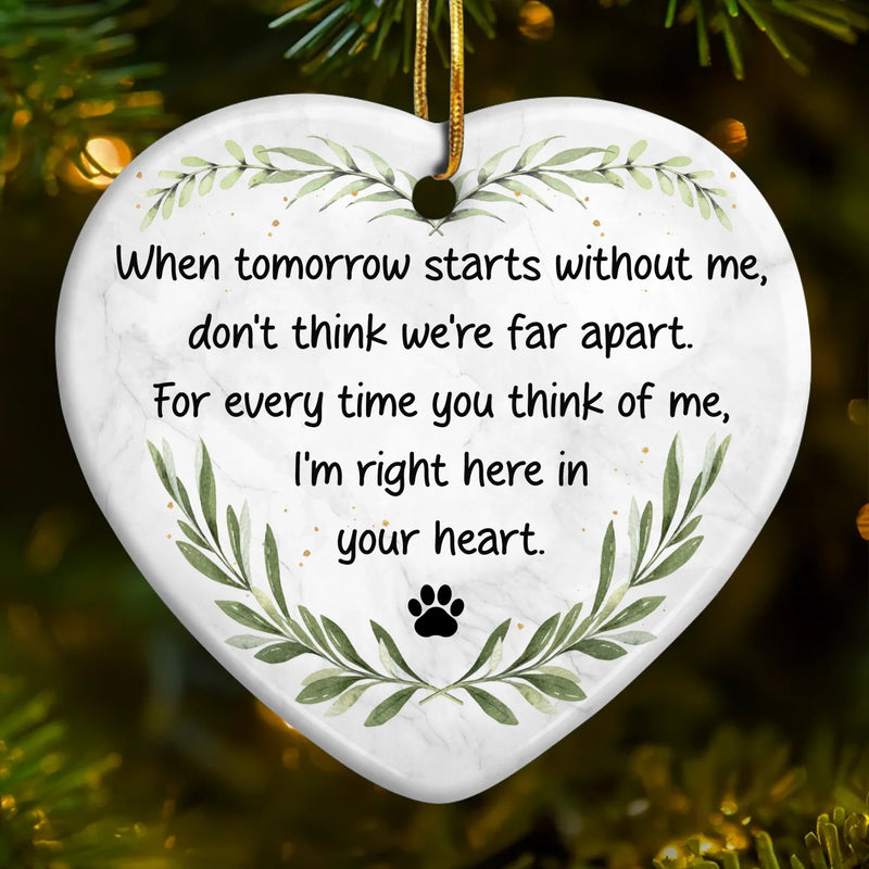 Ornament - Ceramic Heart Shaped - Christmas Memorial Sympathy Gifts For Dogs, Cats - Love Never Fades