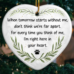 Ornament - Ceramic Heart Shaped - Christmas Memorial Sympathy Gifts For Dogs, Cats - Love Never Fades