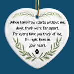 Ornament - Ceramic Heart Shaped - Christmas Memorial Sympathy Gifts For Dogs, Cats - Love Never Fades