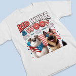 Custom Unisex T-shirt, Premium T-shirt, Hoodie - Personalized 4th Of July Gifts For Dog Lovers, Dog Dad, Dog Mom - Red, White & Woof