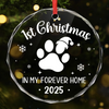 Circle Glass Ornament - Christmas Birthday Gifts For Dog Cat Lovers, Dog Dad And Mom, Cat Owners - My First Christmas At Home