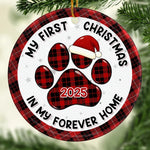 Ornament - Ceramic Round Shaped - Christmas Birthday Gifts For Dog Lovers, Cat Lovers - First Christmas Cuddles