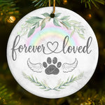 Ornament - Ceramic Round Shaped - Christmas Memorial Sympathy Gifts For Dog Lovers, Cat Lovers - Love Knows No Goodbye