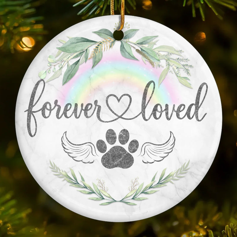 Ornament - Ceramic Round Shaped - Christmas Memorial Sympathy Gifts For Dogs, Cats - Love Knows No Goodbye