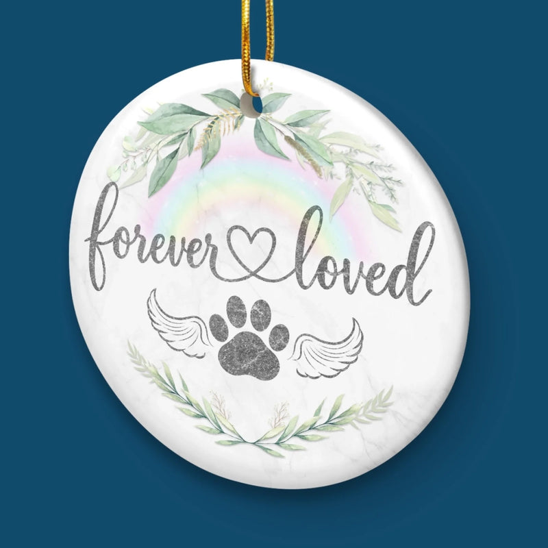 Ornament - Ceramic Round Shaped - Christmas Memorial Sympathy Gifts For Dogs, Cats - Love Knows No Goodbye