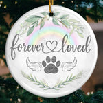 Ornament - Ceramic Round Shaped - Christmas Memorial Sympathy Gifts For Dog Lovers, Cat Lovers - Love Knows No Goodbye