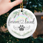 Ornament - Ceramic Round Shaped - Christmas Memorial Sympathy Gifts For Dog Lovers, Cat Lovers - Love Knows No Goodbye