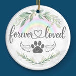Ornament - Ceramic Round Shaped - Christmas Memorial Sympathy Gifts For Dog Lovers, Cat Lovers - Love Knows No Goodbye