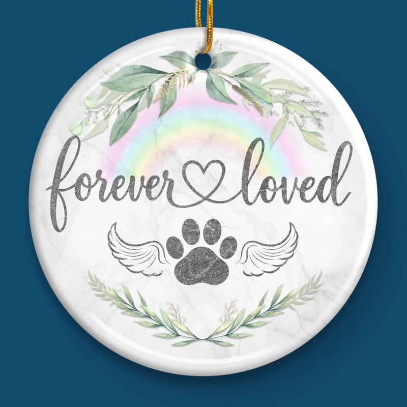 Ornament - Ceramic Round Shaped - Christmas Memorial Sympathy Gifts For Dogs, Cats - Love Knows No Goodbye