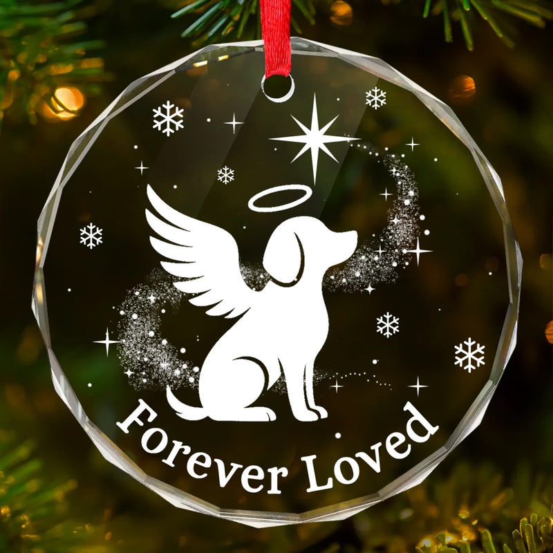 Circle Glass Ornament - Christmas Memorial Sympathy Gifts For Dogs - My Angel At The Rainbow Bridge