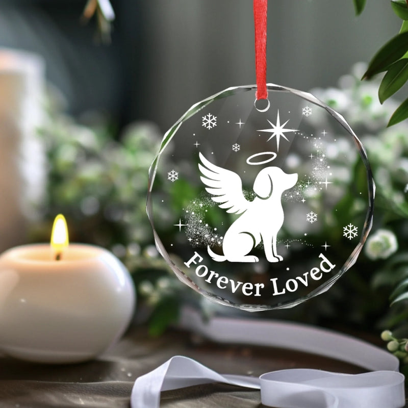 Circle Glass Ornament - Christmas Memorial Sympathy Gifts For Dogs - My Angel At The Rainbow Bridge