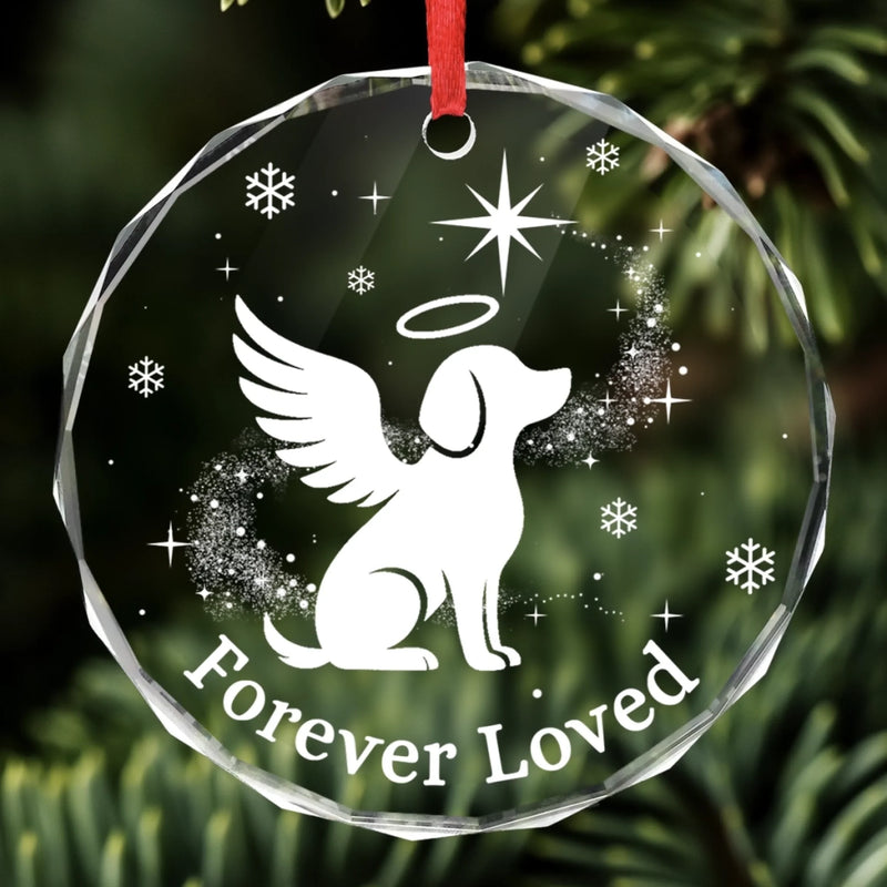 Circle Glass Ornament - Christmas Memorial Sympathy Gifts For Dogs - My Angel At The Rainbow Bridge