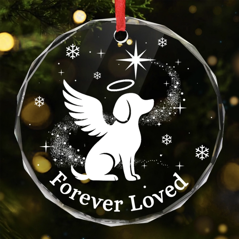 Circle Glass Ornament - Christmas Memorial Sympathy Gifts For Dogs - My Angel At The Rainbow Bridge