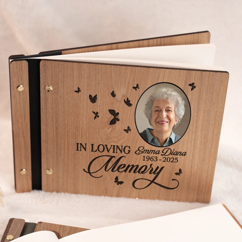 Custom Photo Wooden Scrapbook - Personalized Memorial Sympathy Gifts For Loss Of Mom, Dad - Together In Memory