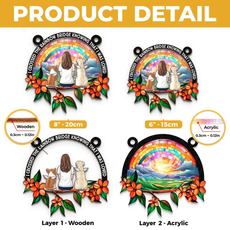 Custom Window Hanging Suncatcher Ornament -  Personalized Pet Memorial Gifts For Dogs, Cats - Until We Meet Again At The Rainbow Bridge